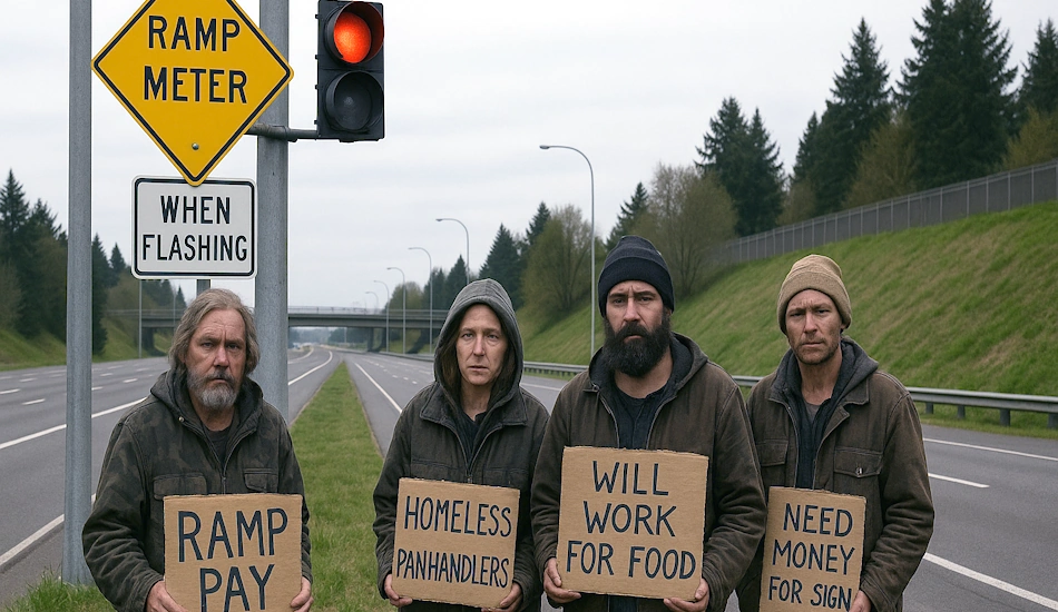 Panhandlers Form Union, Claim Territorial Rights to I-5 Ramp Meters